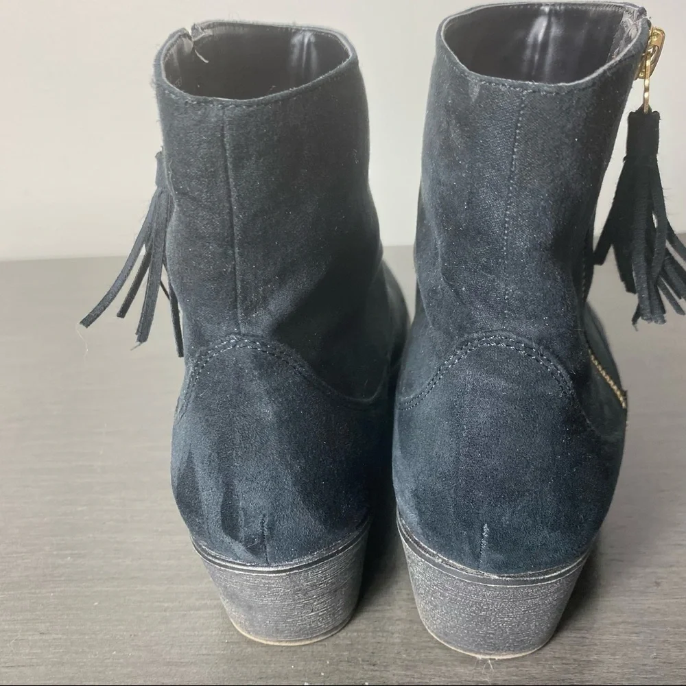 DIBA Side Zipper Tassel Black Bootie Boot